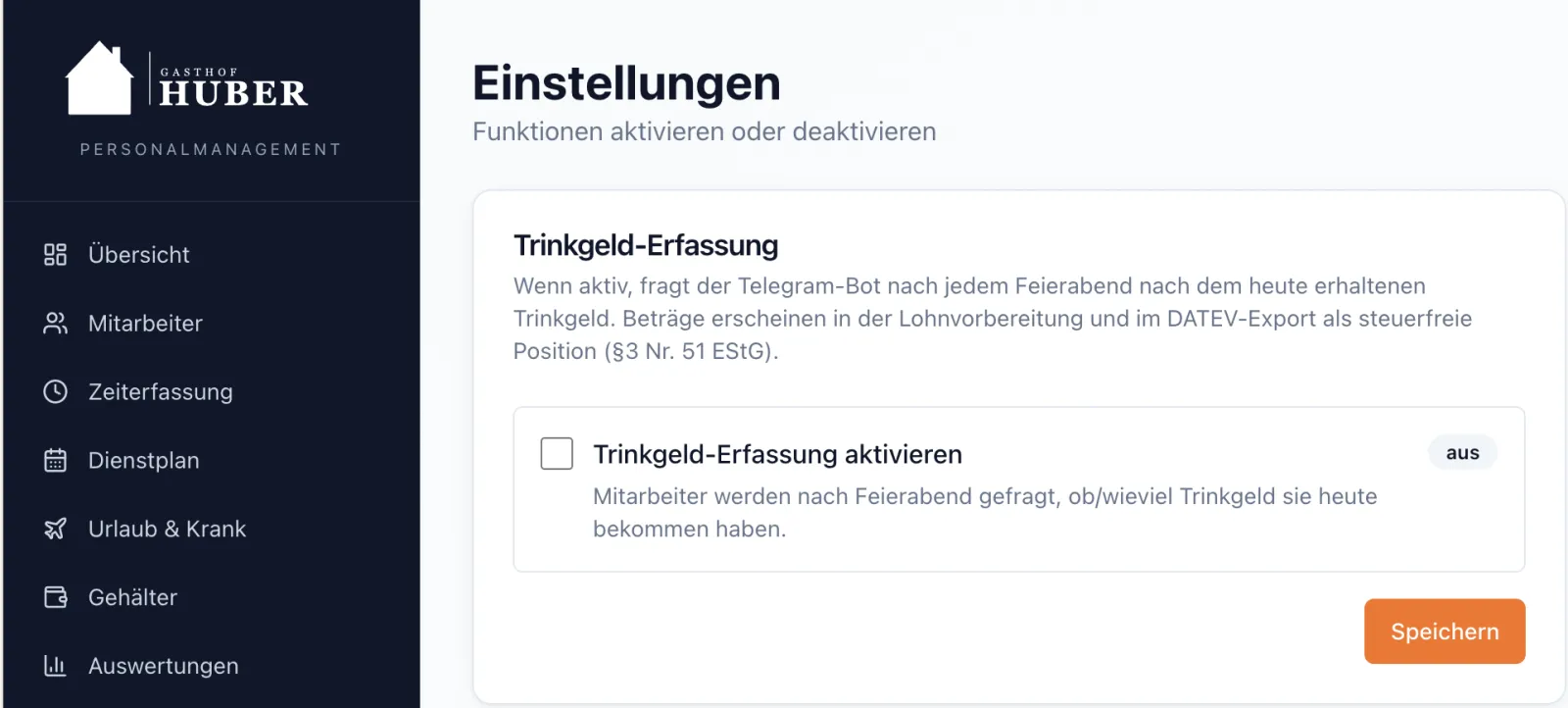 Trinkgeld-Erfassung