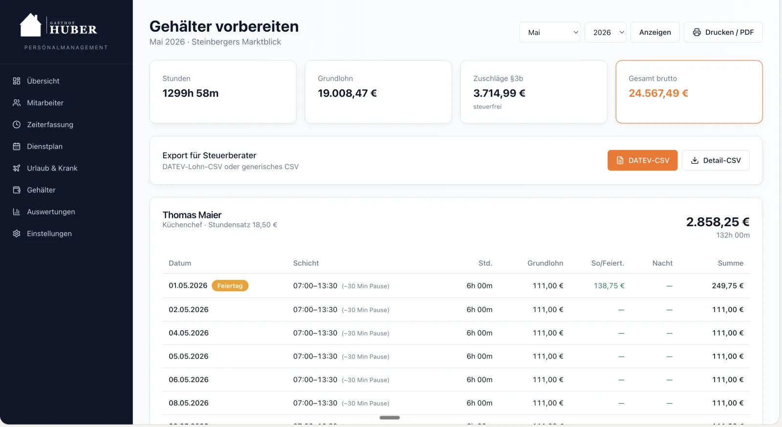Lohnvorbereitung & DATEV