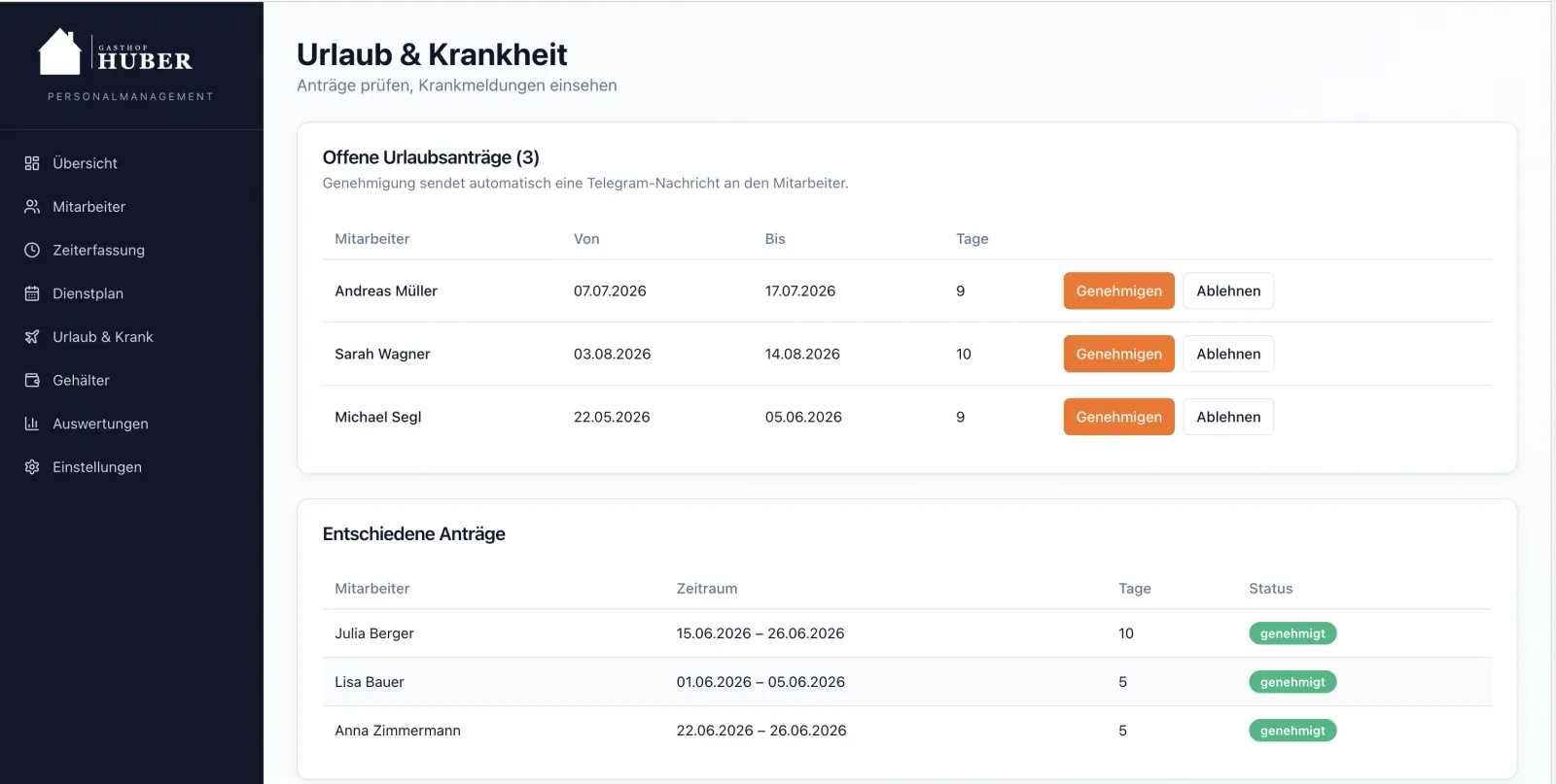 Urlaub & Krankheit