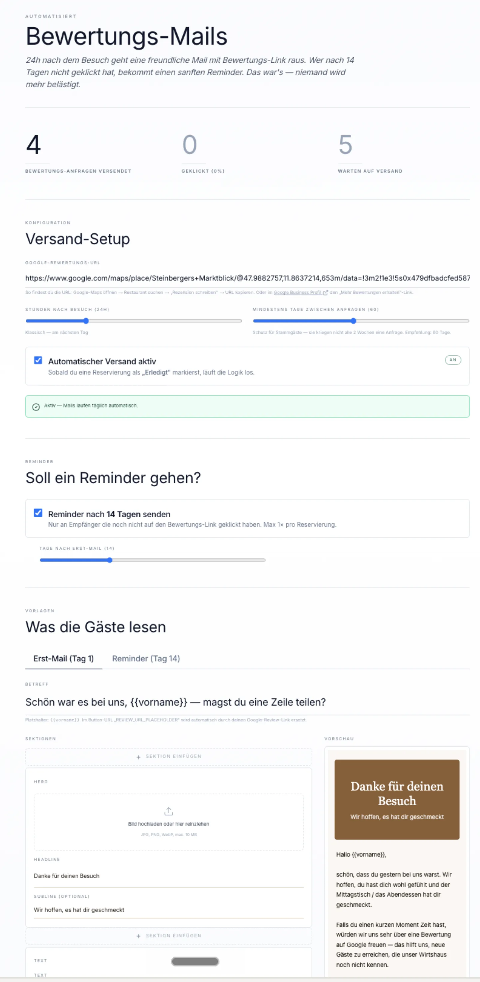 Bewertungs-Automatisierung