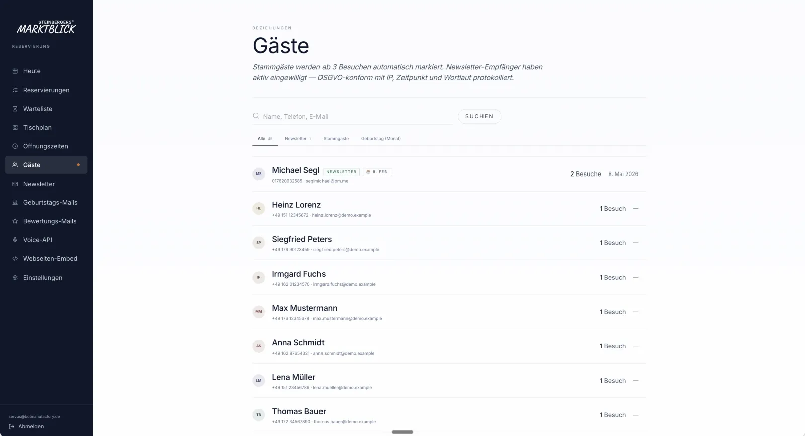 Gästeverwaltung
