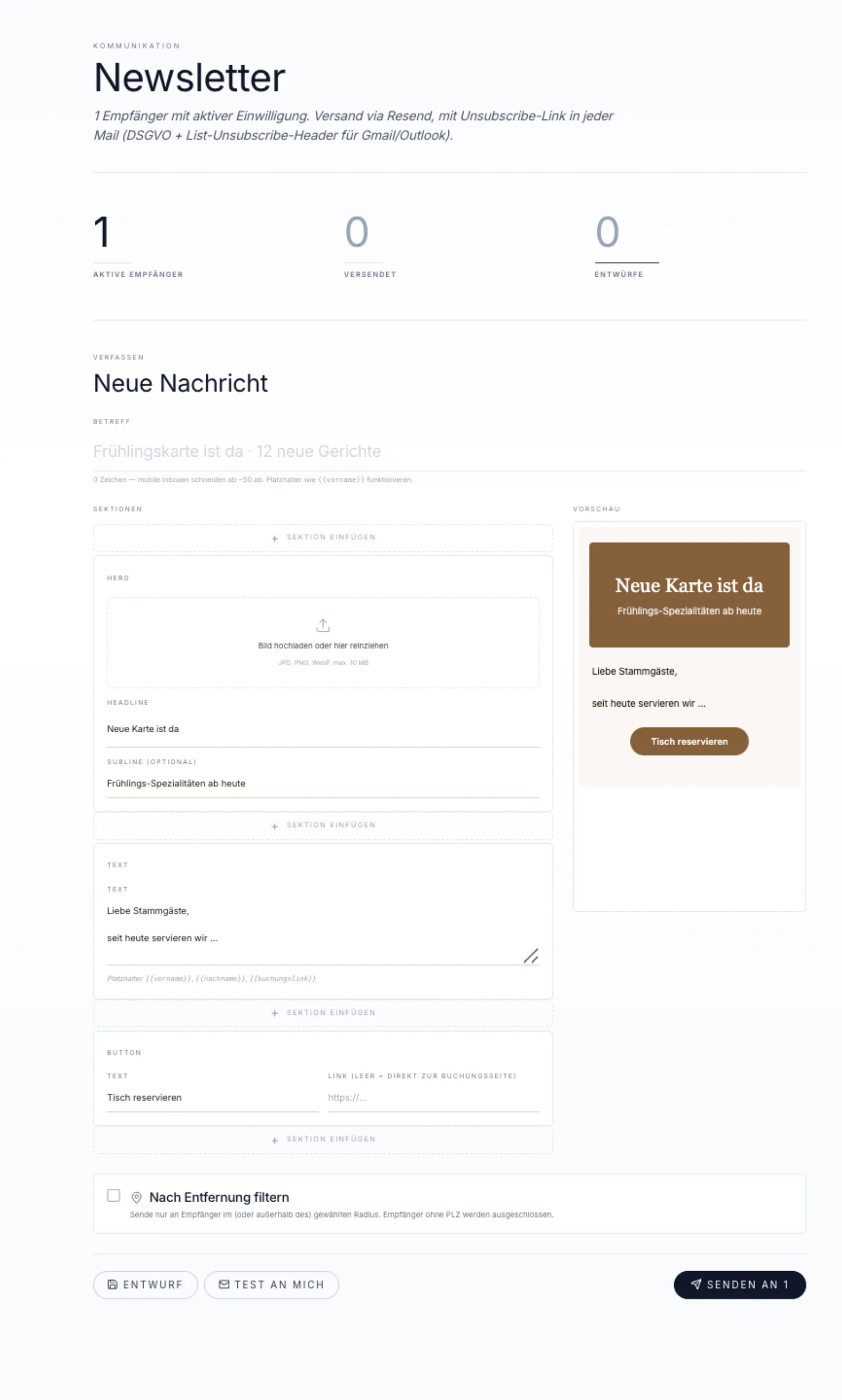 Newsletter & Geo-Targeting